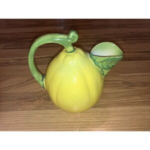Lord‎ & Taylor Ceramic Painted Lemon Lemonade Beverage Pitcher Made In Italy